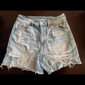American Eagle Outfitters Women's Light Blue Distressed Shorts